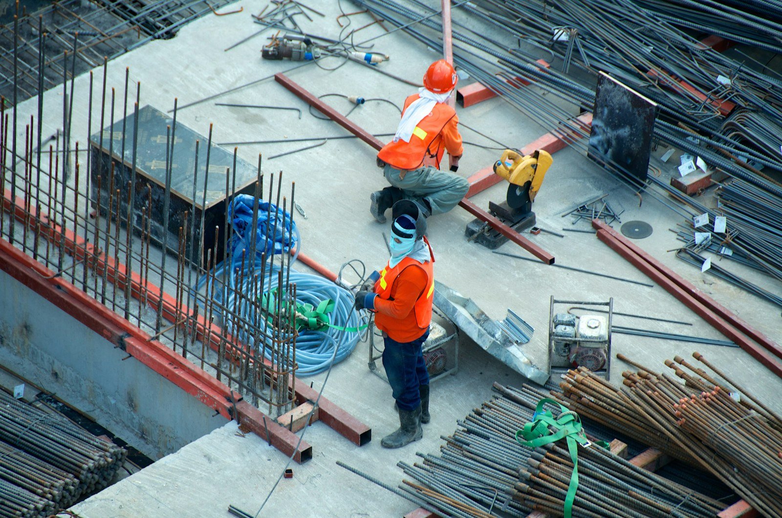 Construction crew on slab